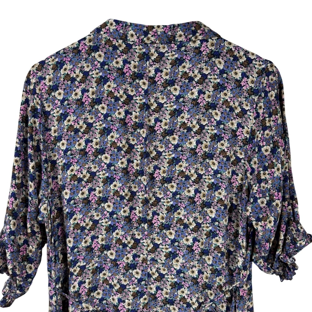 Natural Life Floral Maxi Dress Womens Large Button Front Smocked Sleeve Boho L - Picture 8 of 13